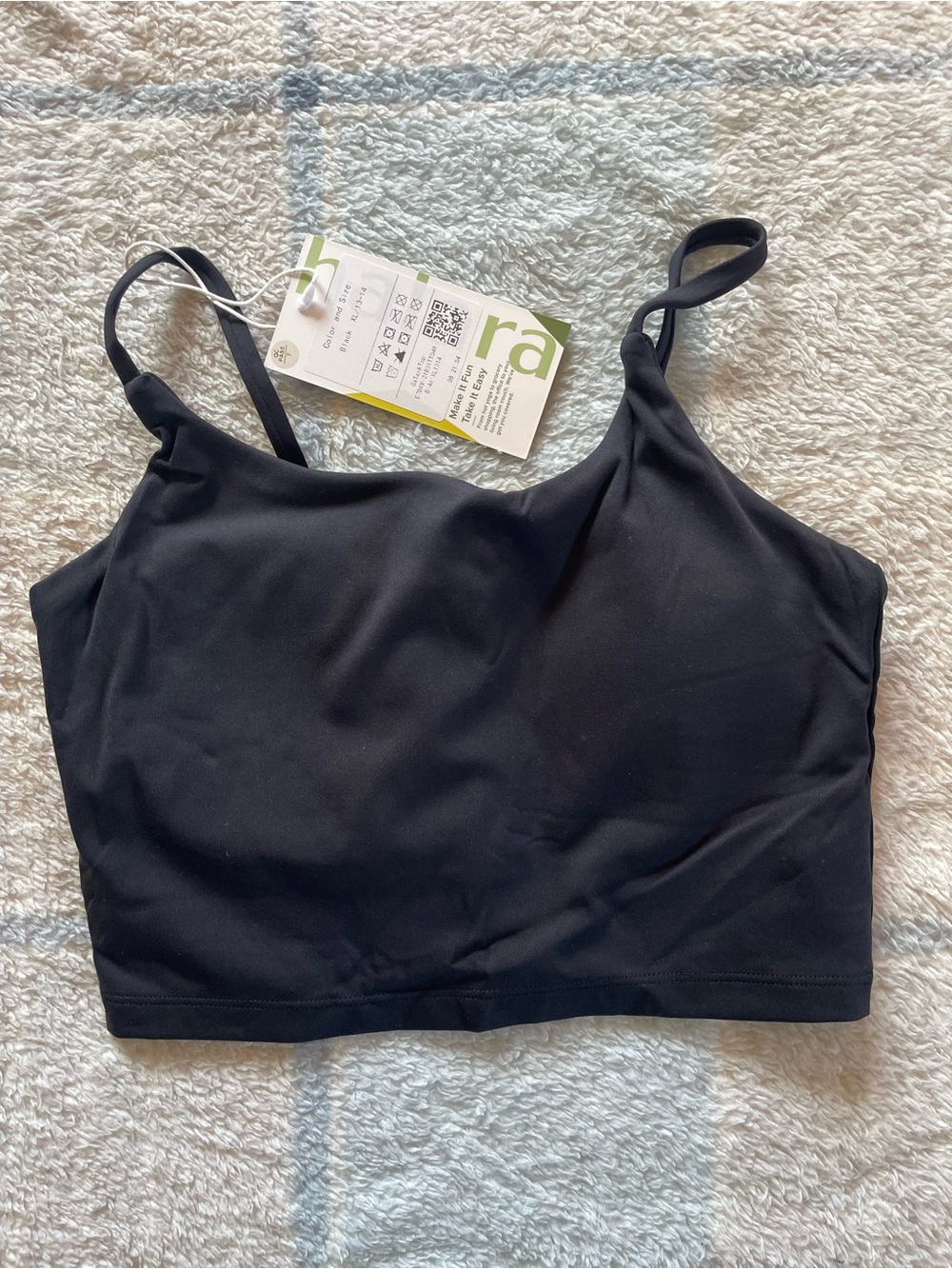 HALARA Black Seamless Crop Sports Bra with Adjustable Straps